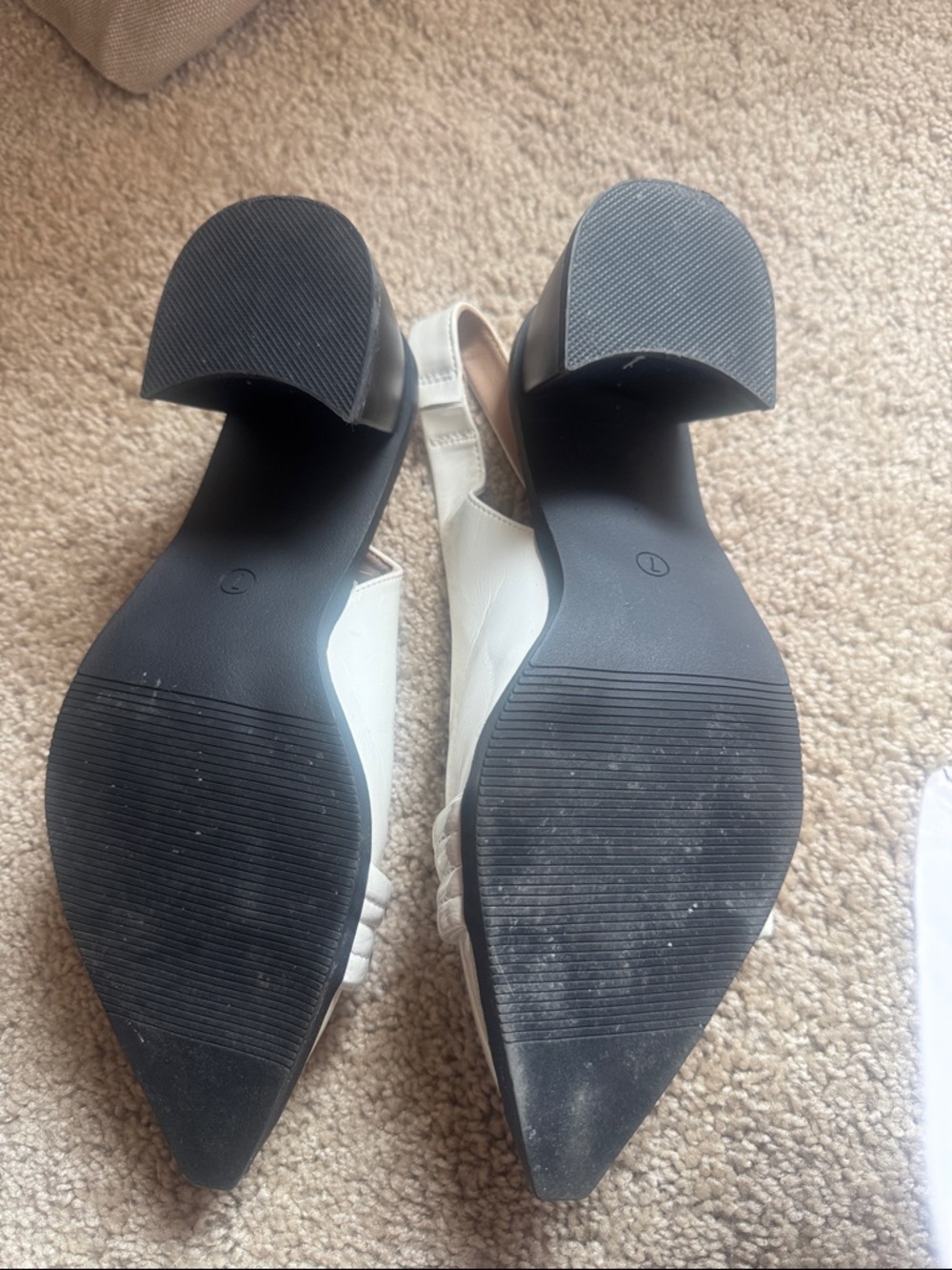 Pointed Slingback Mules with Buckle and Stud Detail - White - Picture 6 of 6